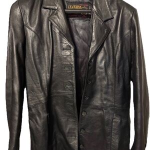 Women’s Leather Fashions Coat Black Ladies